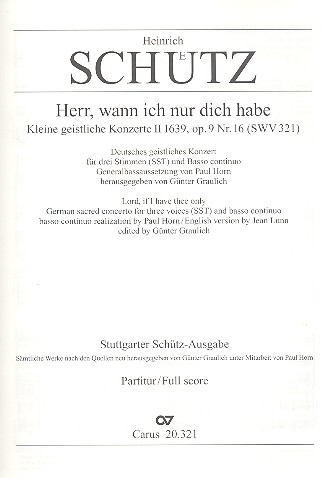 Herr ich nur dich habe SWV321 op.9,14&nbsp;&nbsp;für 3 Singstimmen (SST) und Bc&nbsp;&nbsp;Partitur