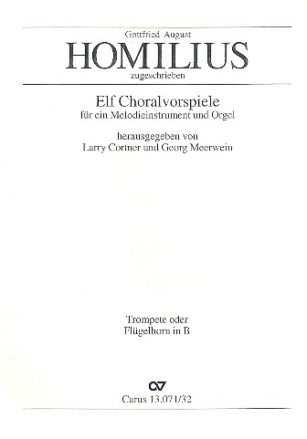 11 Choralvorspiele für ein  Melodieinstrument und Orgel  Trompete (Flügelhorn) in B