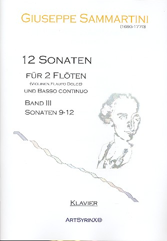 12 Sonaten Bd.3 (Nr.9-12) für  2 Flöten (Violinen, Altblockflöten) und Bc  Klavierbegleitung