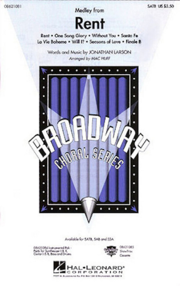 Rent (Medley) for mixed chorus (SAB)&nbsp;&nbsp;and instruments&nbsp;&nbsp;vocal score