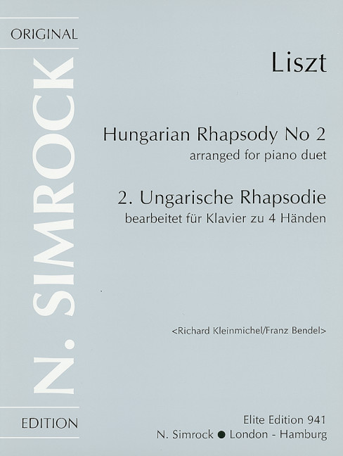 Ungarische Rhapsodie Nr.2&nbsp;&nbsp;für Klavier zu 4 Händen&nbsp;&nbsp;Spielpartitur