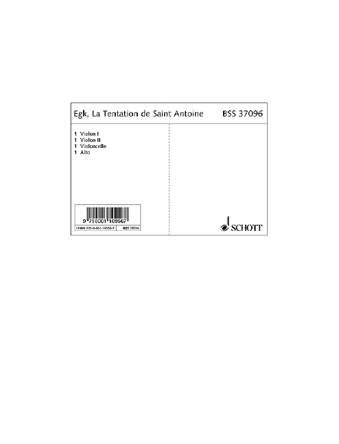 La tentation de Saint Antoine  für Alt und Streichquartett  Streicherstimmen