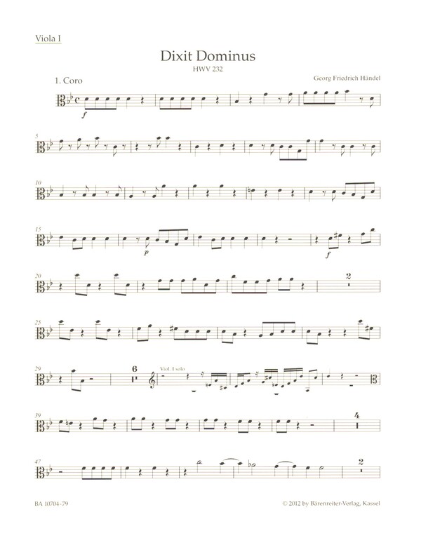Dixit Dominus HWV232&nbsp;&nbsp;für Soli, gem Chor und Orchester&nbsp;&nbsp;Viola 1