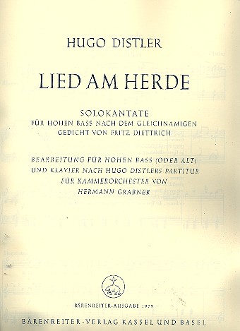 Lied am Herde Solokantate für  hoehn Bass (oder Alt) und Klavier  V E R L A G S K O P I E