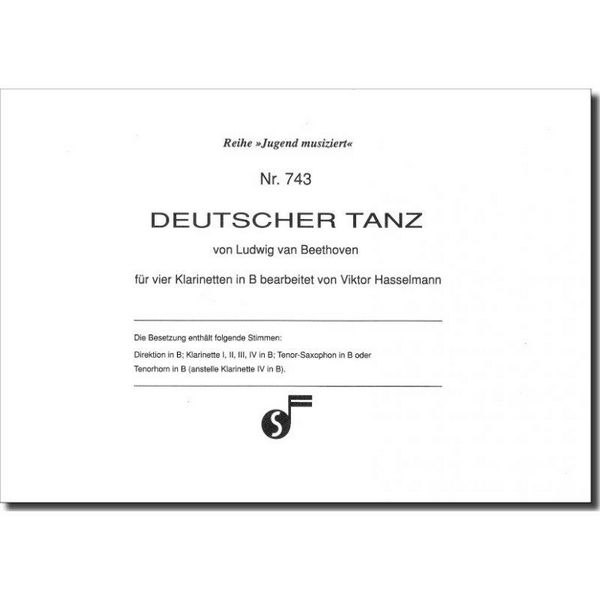 Deutscher Tanz für 4 Klarinetten  Partitur und Stimmen  