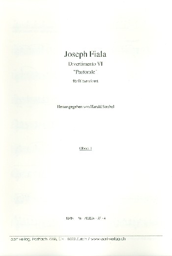 Divertimento Nr.6 (Pastorale)  für Bläseroktett (2Ob, 2Klar, 2Hn, 2Fag)  Stimmen
