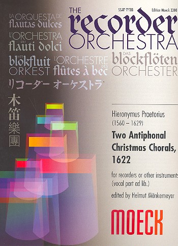 2 antiphonal Christmas Carols  für 8 Blockflöten (andere Instrumente),  Gesang ad lib,  Partitur und Stimmen