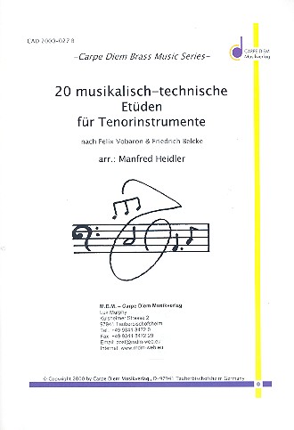20 musikalisch-technische Etüden für  Tenorinstrumente C-Stimme (Bassschlüssel)  (Tenorhorn, Bariton, Euphonium)
