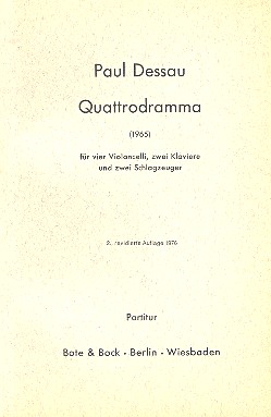Quattrodramma  für 4 Violoncelli, 2 Klaviere und 2 Schlagzeuge  Studienpartitur