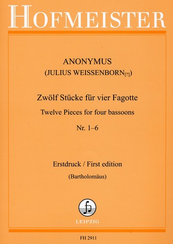 12 Stücke Band 1 (Nr.1-6 ) für 4 Fagotte  Partitur und Stimmen  