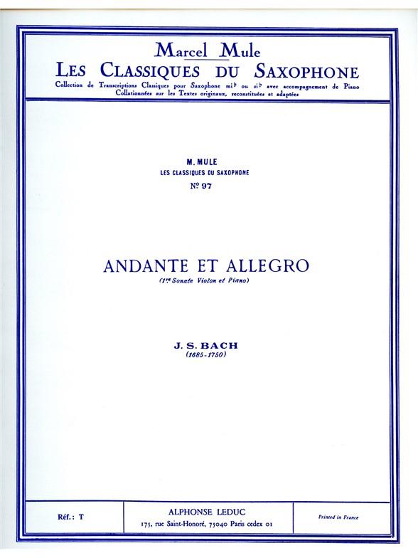 Andante et Allegro de sonate no.1&nbsp;&nbsp;pour violon et piano&nbsp;&nbsp;pour saxophone alto et piano