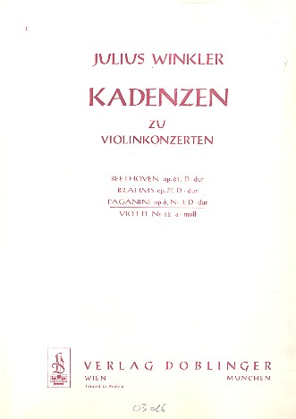 Kadenz zum Konzert D-Dur op.6,1 für&nbsp;&nbsp;Violine und Orchester&nbsp;&nbsp;für Violine
