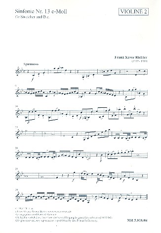 Sinfonie Nr.13 c-Moll&nbsp;&nbsp;für Streicher und Bc&nbsp;&nbsp;Violine 2
