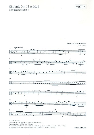 Sinfonie Nr.13 c-Moll&nbsp;&nbsp;für Streicher und Bc&nbsp;&nbsp;Viola