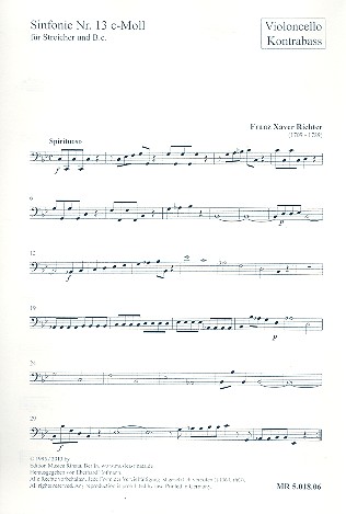 Sinfonie Nr.13 c-Moll&nbsp;&nbsp;für Streicher und Bc&nbsp;&nbsp;Violoncello/Kontrabass