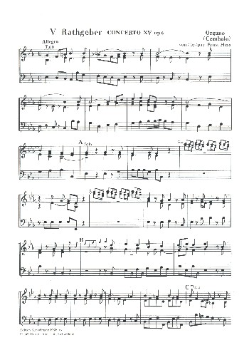 Konzert Es-Dur op.6,15  für 2 Clarini (Trompeten), 2 Violinen, Violoncello und Orgel  Orgel