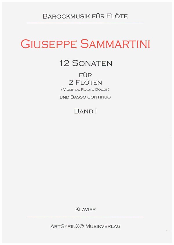 12 Sonaten Bd.1 (Nr.1-4)  für 2 Flöten und Bc  Klavierpartitur und Bc-Stimme