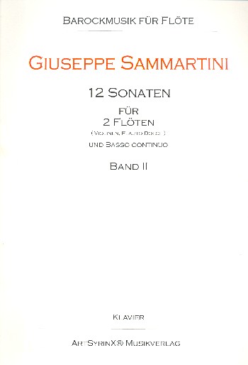 12 Sonaten Bd.2 (Nrs.5-8)  für 2 Flöten und Bc  Klavierpartitur und Bc-Stimme