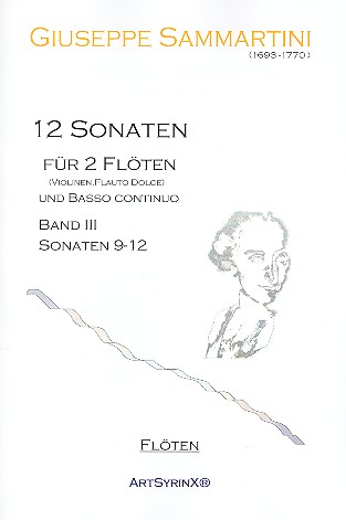 12 Sonaten Band 3 (Nr.9-12)  für 2 Flöten und Bc  Flötenstimmen