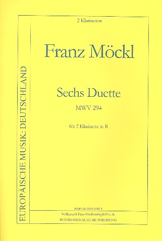 6 Duette MWV294  für 2 Klarinetten  Partitur und Stimmen