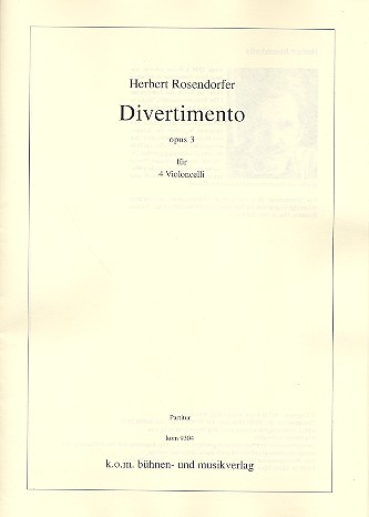 Divertimento op.3  für 4 Violoncello  Partitur und Stimmen