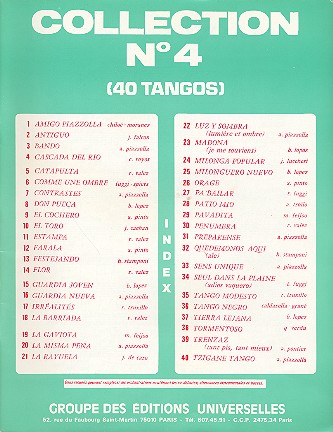 Collection no.4 40 Tangos  pour accordéon  