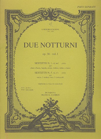 Notturno op. 38,1 G467 für Oboe (Flöte),  Fagott, Horn Violine, Viola und Kontrabass  Stimmen