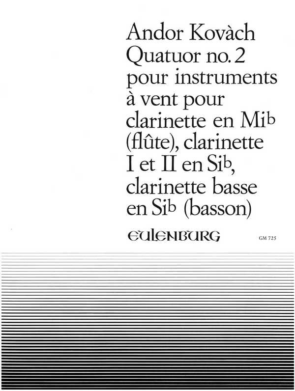 Quartett Nr.2&nbsp;&nbsp;für 4 Klarinetten (EsBBBass)&nbsp;&nbsp;Partitur und Stimmen