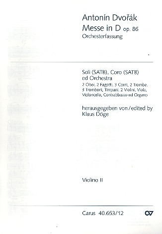 Messe D-Dur op.86 für Soli, gem Chor  und Orchester  Violine 2