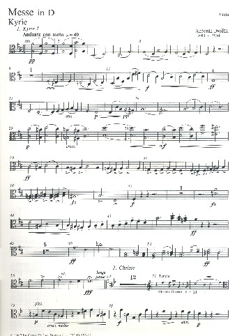 Messe D-Dur op.86 für Soli, gem Chor  und Orchester  Viola