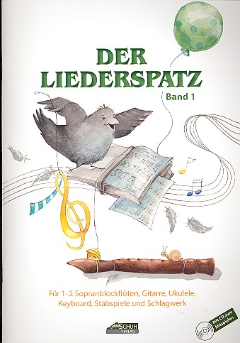 Der Liederspatz Band 1 (+CD)  für 1-2 Sopranblockflöten, Begleitung ad lib  Spielpartitur