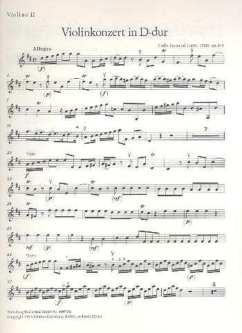 Konzert D-Dur op.1,4  für Violine und Streicher  Violine 2