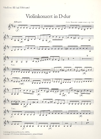 Konzert D-Dur op.1,4  für Violine und Streicher  Violine 3 (ad lib)