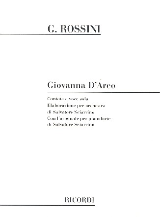 Giovanna D'Arco Cantata  a voce sola e orchestra  partitura