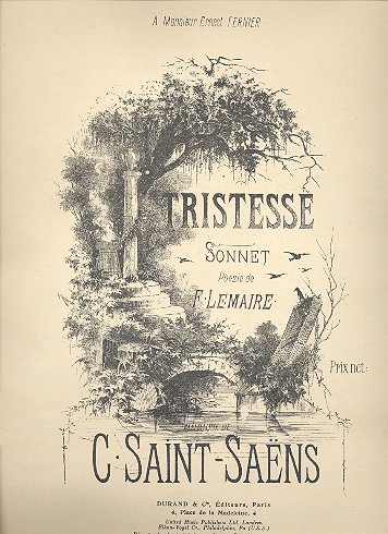 Tristesse pour chant et piano&nbsp;&nbsp;&nbsp;&nbsp;