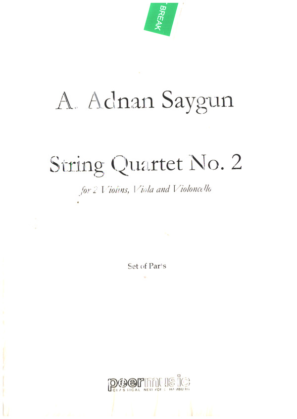 String Quartet no.2 op.35  for 2 violins, viola and violoncello  parts
