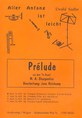 Prélude aus dem Te deum  für Trompete (Klarinette,  Tenorsaxophon) und Klavier