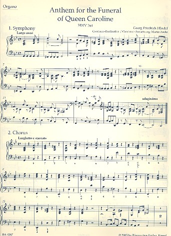 Anthem for the Funeral of Queen Caroline&nbsp;&nbsp;HWV264 für gem Chor und Orchester&nbsp;&nbsp;Orgel