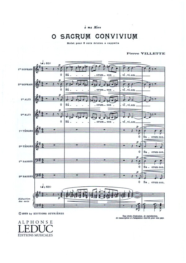 O sacrum convivium für gem Chor&nbsp;&nbsp;a cappella&nbsp;&nbsp;Partitur