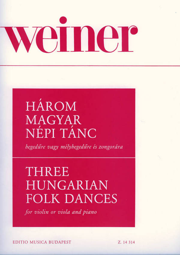 3 Hungarian Folk Dances  for violin (viola) and piano  