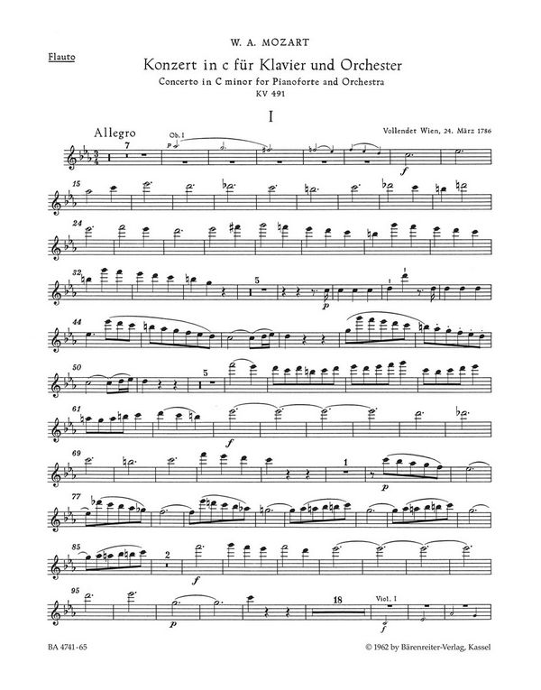 Konzert c-moll KV491 für Klavier und Orchester&nbsp;&nbsp;Harmoniestimmen&nbsp;&nbsp;