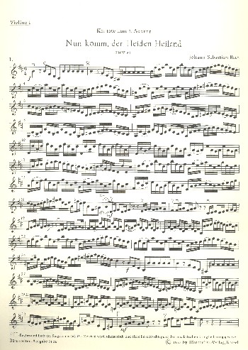 Nun komm, der Heiden Heiland&nbsp;&nbsp;Kantate Nr.62 BWV62&nbsp;&nbsp;Violine 1