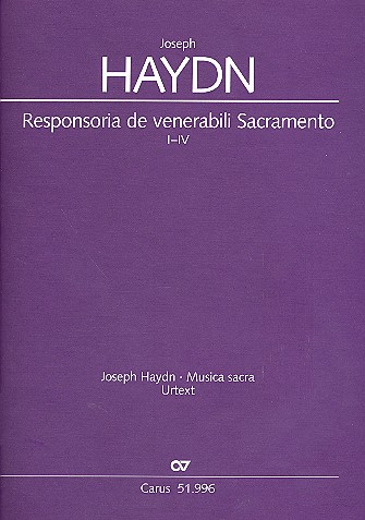 Responsoria de venerabili Sacramento I-IV&nbsp;&nbsp;Hob.XXIIIc:4 für Chor, 2 Hörner, 2 Violinen&nbsp;&nbsp;und Bc,  Partitur