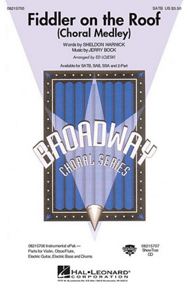 Fiddler on the Roof Choral Medley  for mixed chorus and piano  score