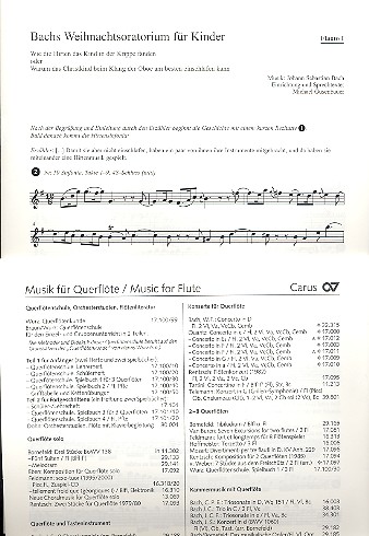 Bachs Weihnachtsoratorium für Kinder&nbsp;&nbsp;für Sprecher, Soli (ATB) gem Chor und Orchester&nbsp;&nbsp;Flöte 1