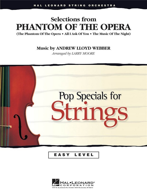 The Phantom of the Opera (Selections):&nbsp;&nbsp;for string orchestra and percussion&nbsp;&nbsp;score and parts (8-8-4--4-4-4)
