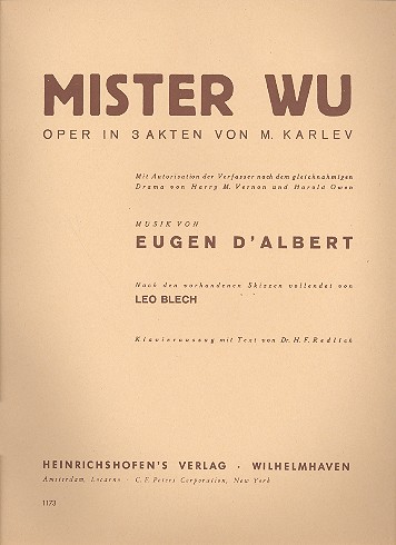 Mister Wu&nbsp;&nbsp;Klavierauszug&nbsp;&nbsp;