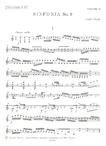 Sinfonie C-Dur Nr.9 Hob:I:9&nbsp;&nbsp;für Orchester&nbsp;&nbsp;Violine 2