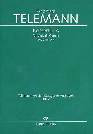 Konzert A-Dur TWV51:A5 für&nbsp;&nbsp;Viola da gamba, 2 Violinen und Bc&nbsp;&nbsp;Partitur