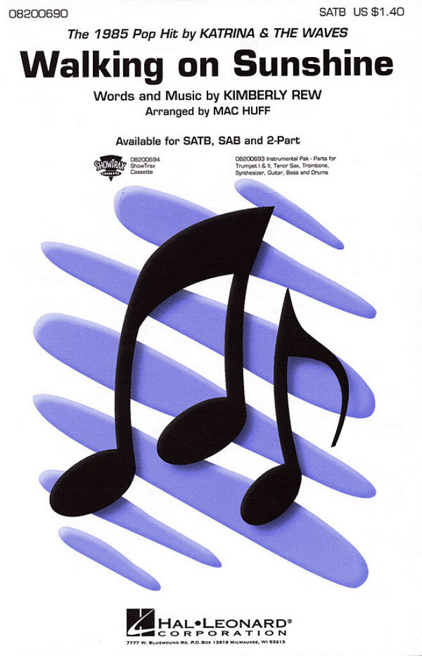 Walking on Sunshine for mixed chorus  (SATB) and instruments  vocal score